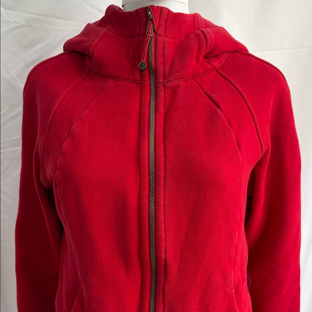RARE COLOR lululemon athletica Red Scuba Hoodie sz 12